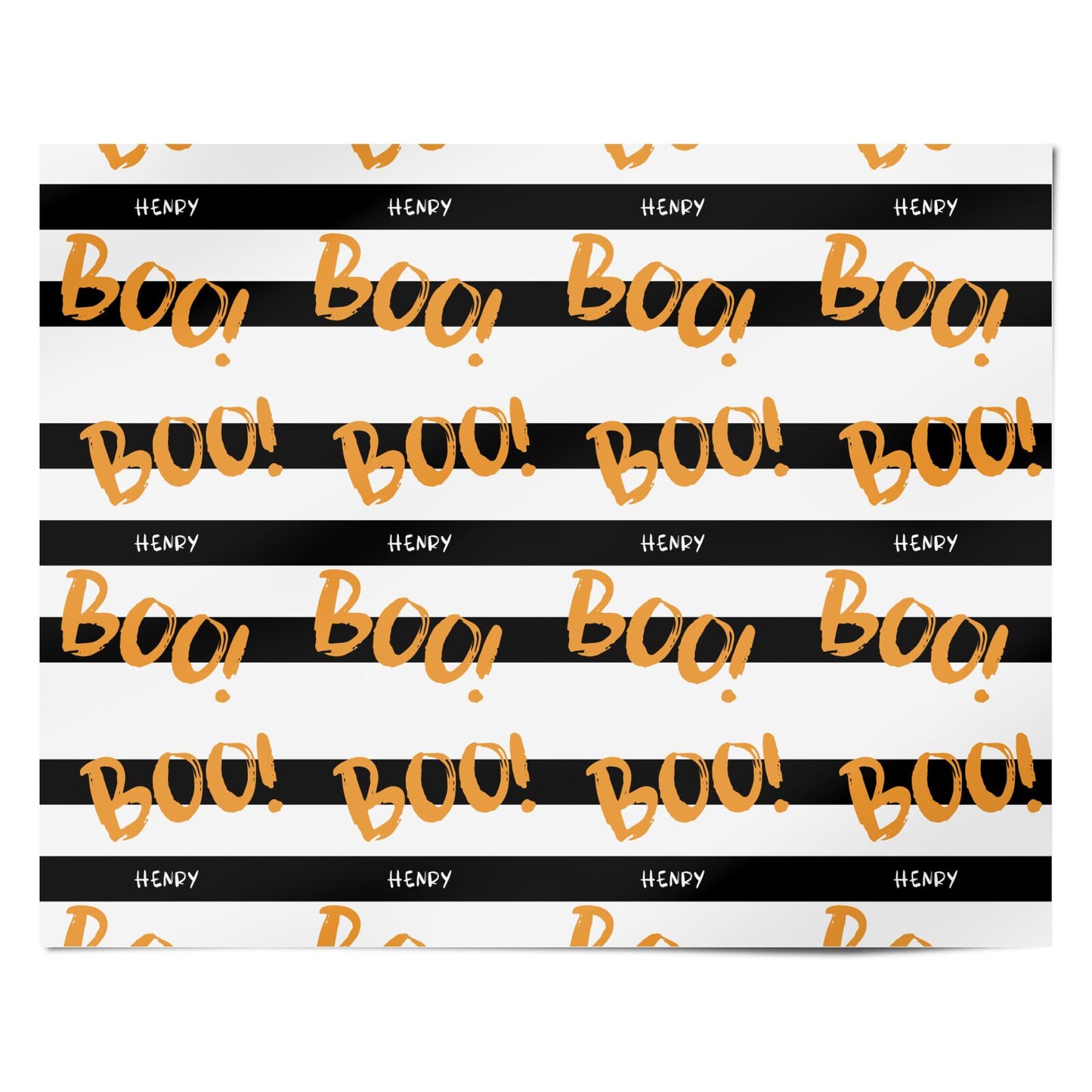 Black White Striped Boo Personalised Wrapping Paper Alternative