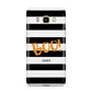Black White Striped Boo Samsung Galaxy J7 2016 Case on gold phone