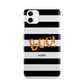 Black White Striped Boo iPhone 11 3D Snap Case