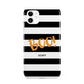 Black White Striped Boo iPhone 11 3D Tough Case
