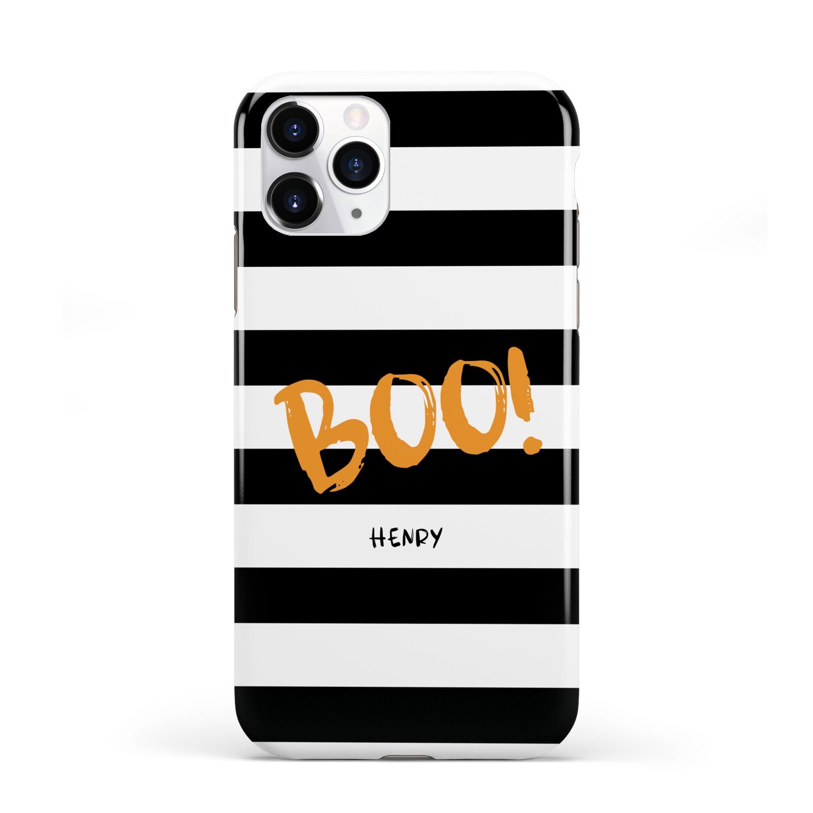 Black White Striped Boo iPhone 11 Pro 3D Tough Case