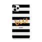 Black White Striped Boo iPhone 11 Pro Max 3D Snap Case