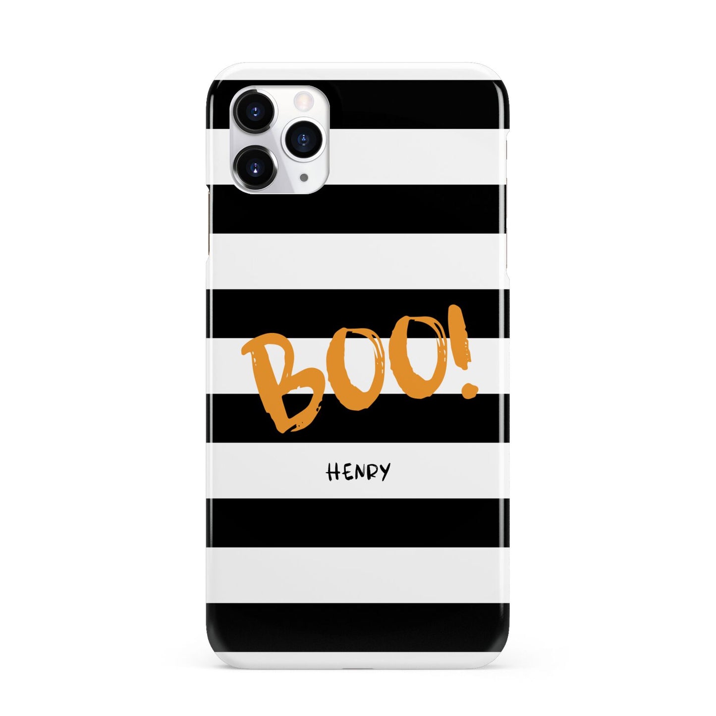 Black White Striped Boo iPhone 11 Pro Max 3D Snap Case