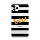 Black White Striped Boo iPhone 11 Pro Max 3D Tough Case