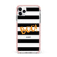 Black White Striped Boo iPhone 11 Pro Max Impact Pink Edge Case