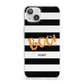 Black White Striped Boo iPhone 13 Clear Bumper Case