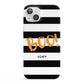 Black White Striped Boo iPhone 13 Full Wrap 3D Snap Case