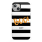Black White Striped Boo iPhone 13 Full Wrap 3D Tough Case