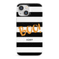 Black White Striped Boo iPhone 13 Mini Full Wrap 3D Snap Case
