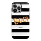 Black White Striped Boo iPhone 13 Pro Full Wrap 3D Tough Case