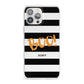 Black White Striped Boo iPhone 13 Pro Max Clear Bumper Case