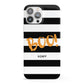 Black White Striped Boo iPhone 13 Pro Max Full Wrap 3D Snap Case