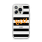 Black White Striped Boo iPhone 14 Pro Glitter Tough Case Silver