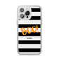 Black White Striped Boo iPhone 14 Pro Max Glitter Tough Case Silver