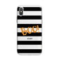 Black White Striped Boo iPhone X Bumper Case on Silver iPhone Alternative Image 1