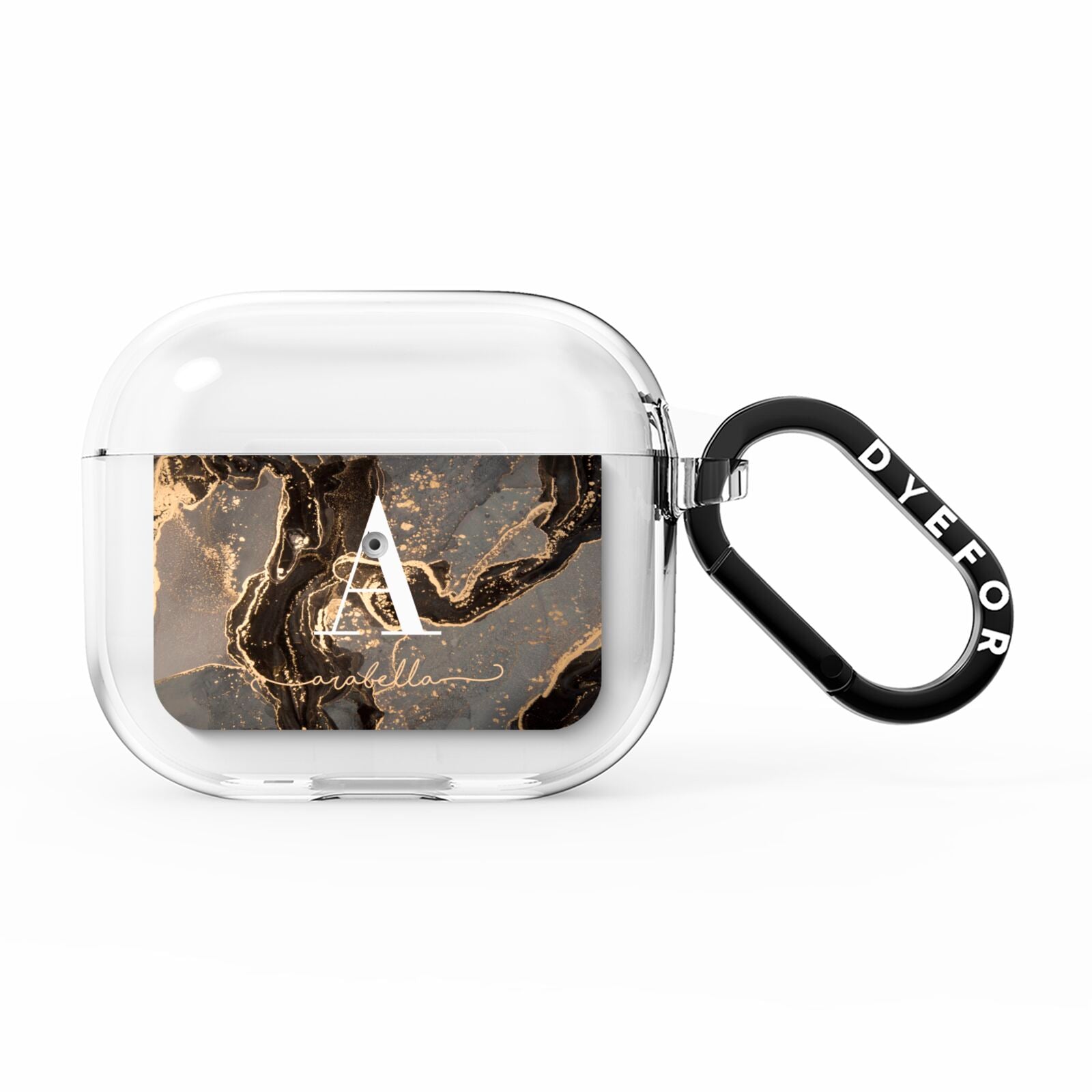 Black and Gold Marble AirPods Clear Case 3rd Gen