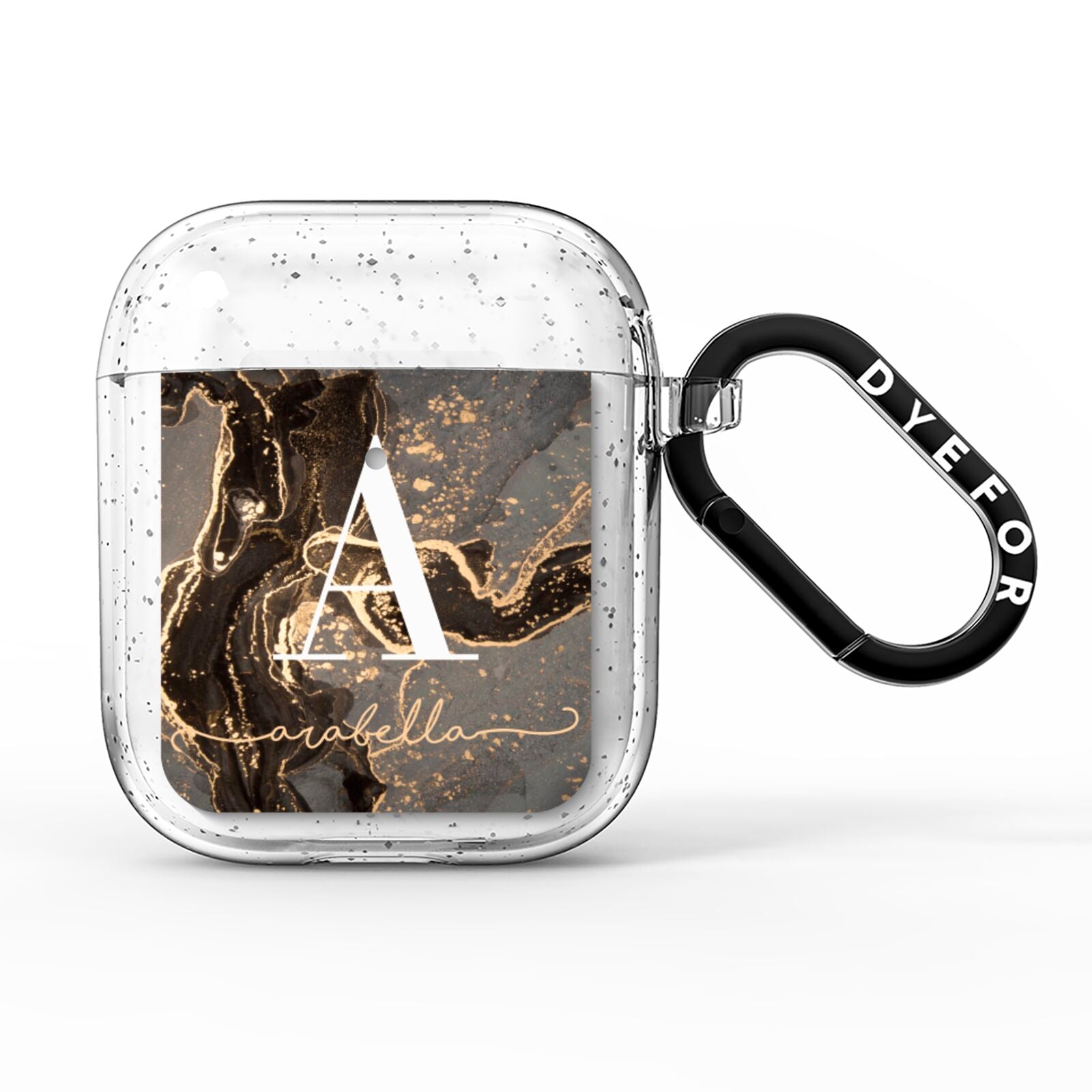 Black and Gold Marble AirPods Glitter Case