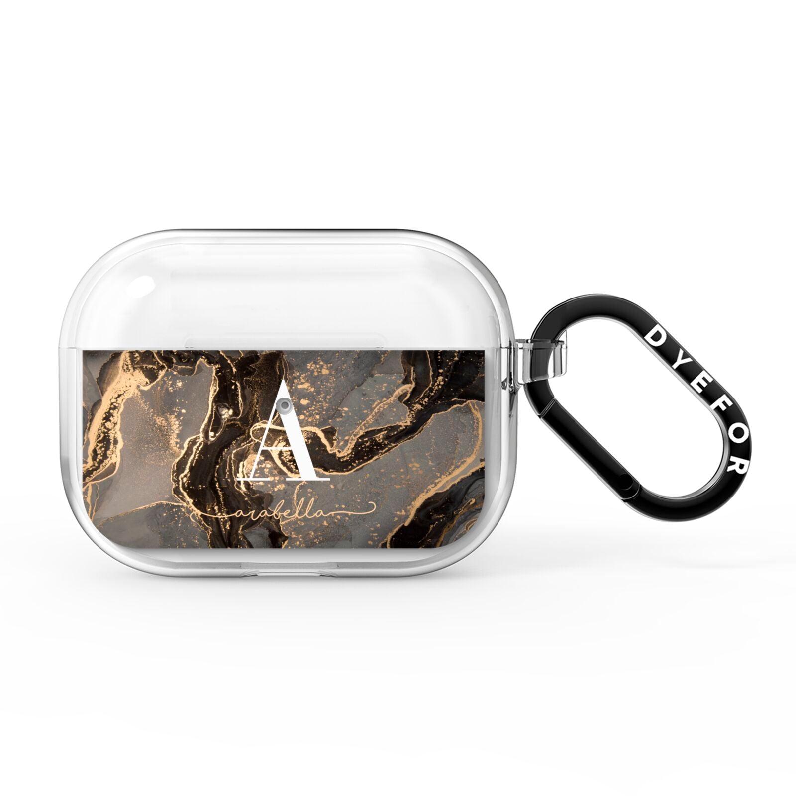 Black and Gold Marble AirPods Pro Clear Case