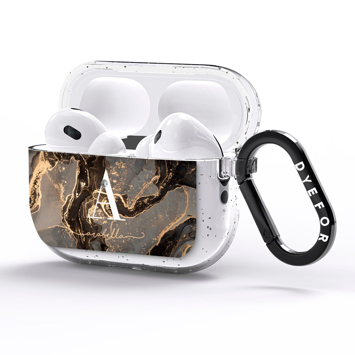 Black and Gold Marble AirPods Pro Glitter Case Side Image