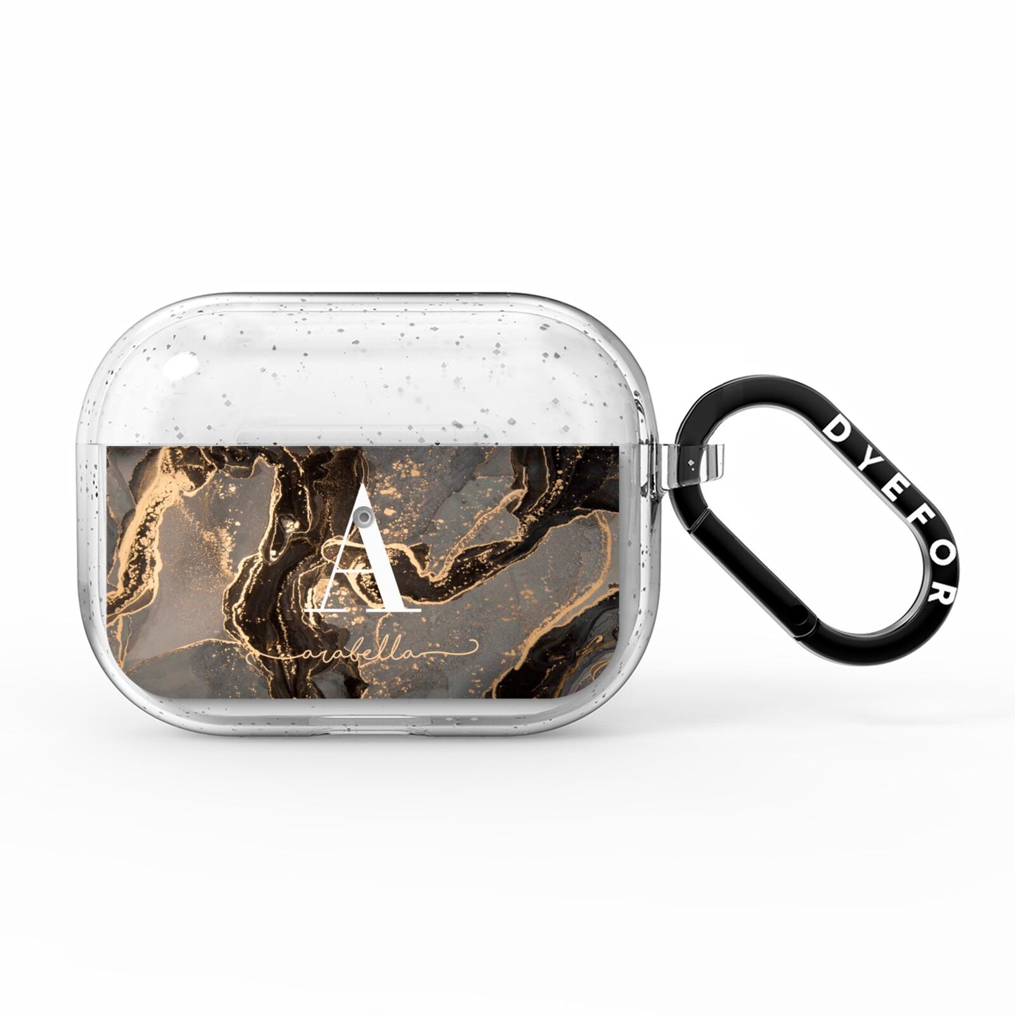 Black and Gold Marble AirPods Pro Glitter Case