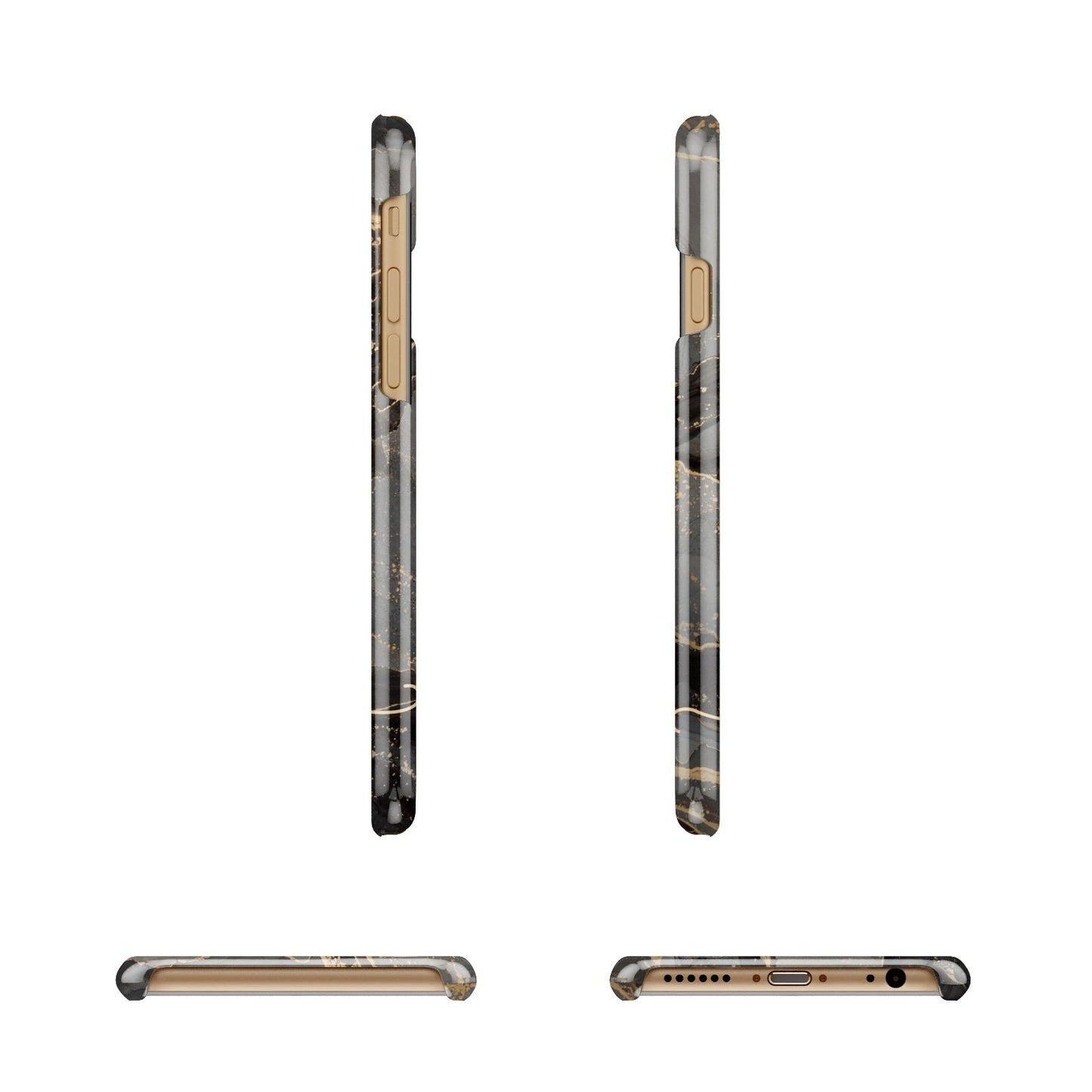 Black and Gold Marble Apple iPhone 6 3D Wrap Snap Case Angled Images