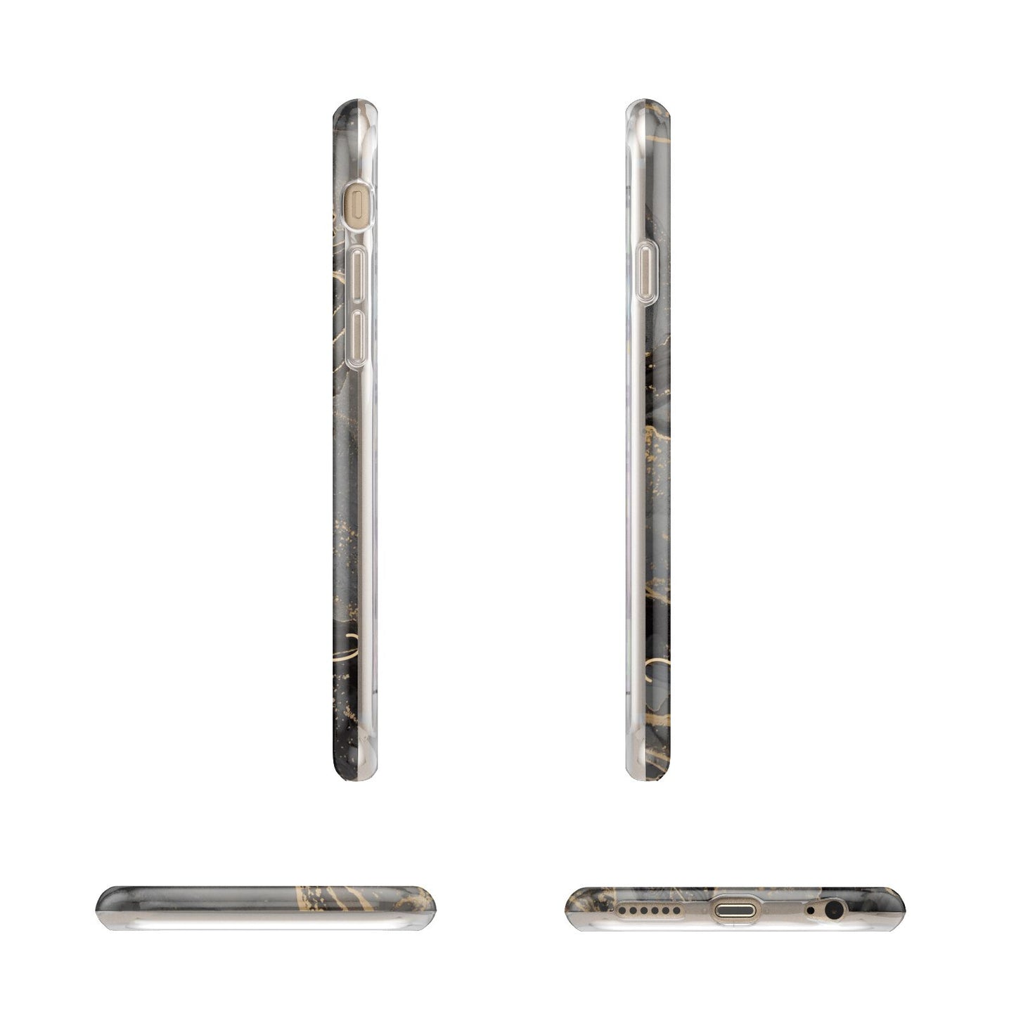 Black and Gold Marble Apple iPhone 6 3D Wrap Tough Case Alternative Image Angles