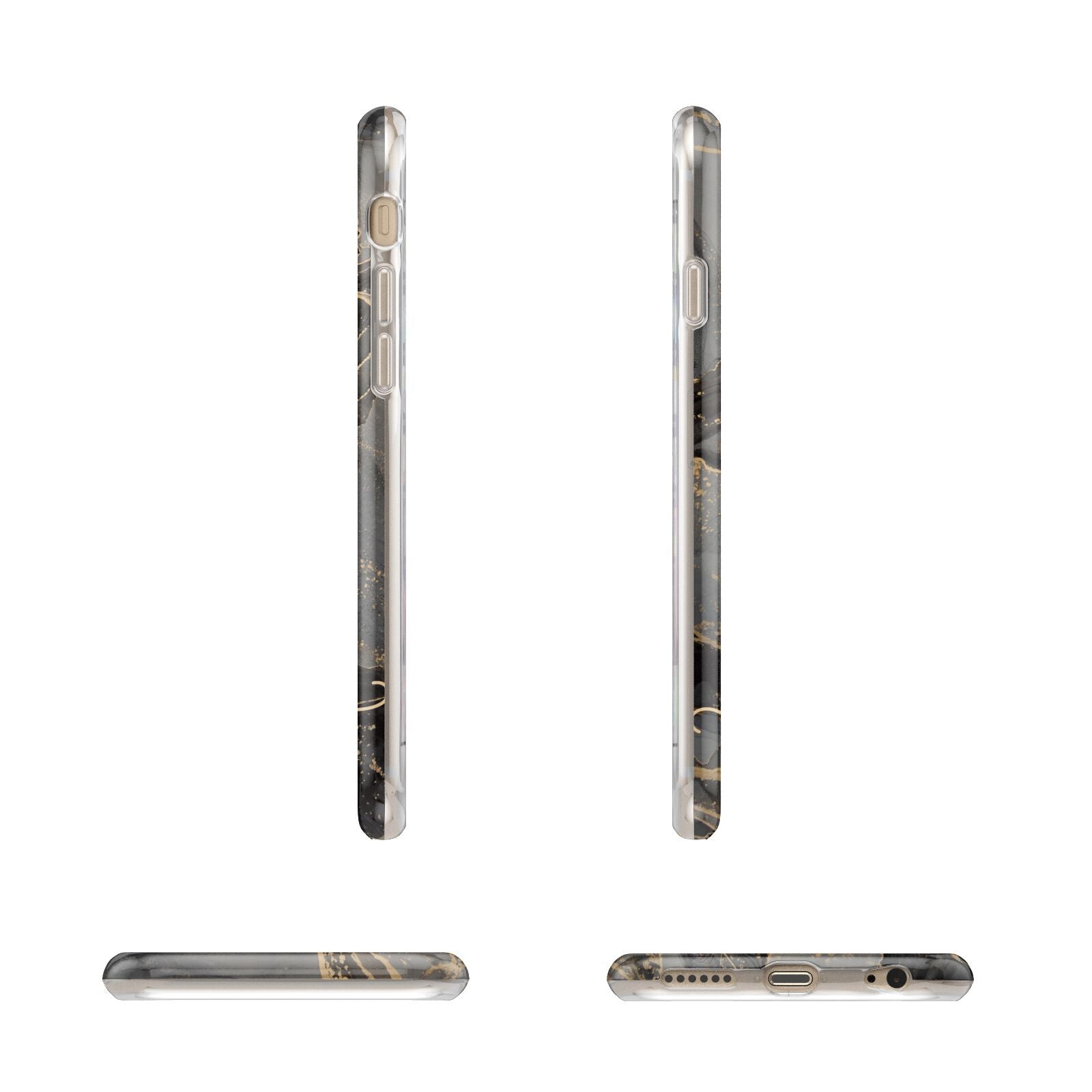 Black and Gold Marble Apple iPhone 6 3D Wrap Tough Case Alternative Image Angles