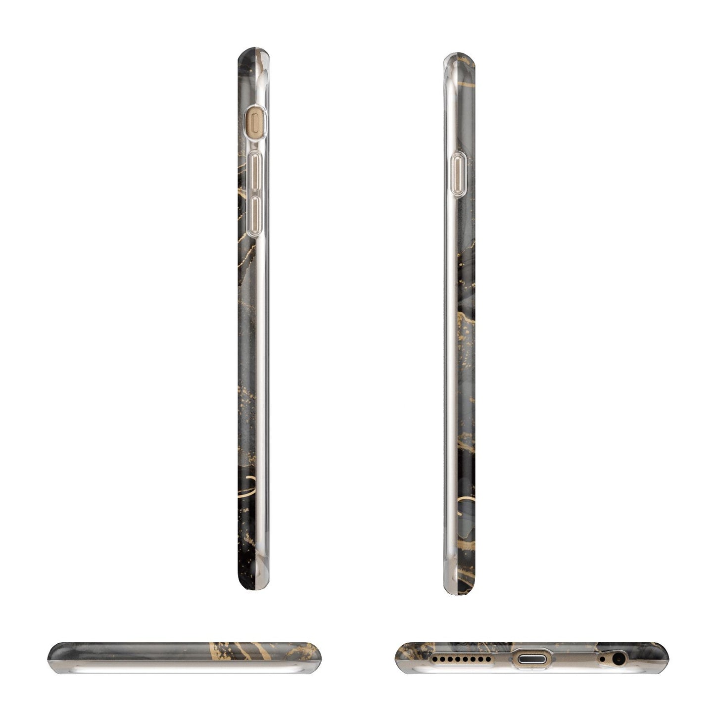 Black and Gold Marble Apple iPhone 6 Plus 3D Wrap Tough Case Alternative Image Angles
