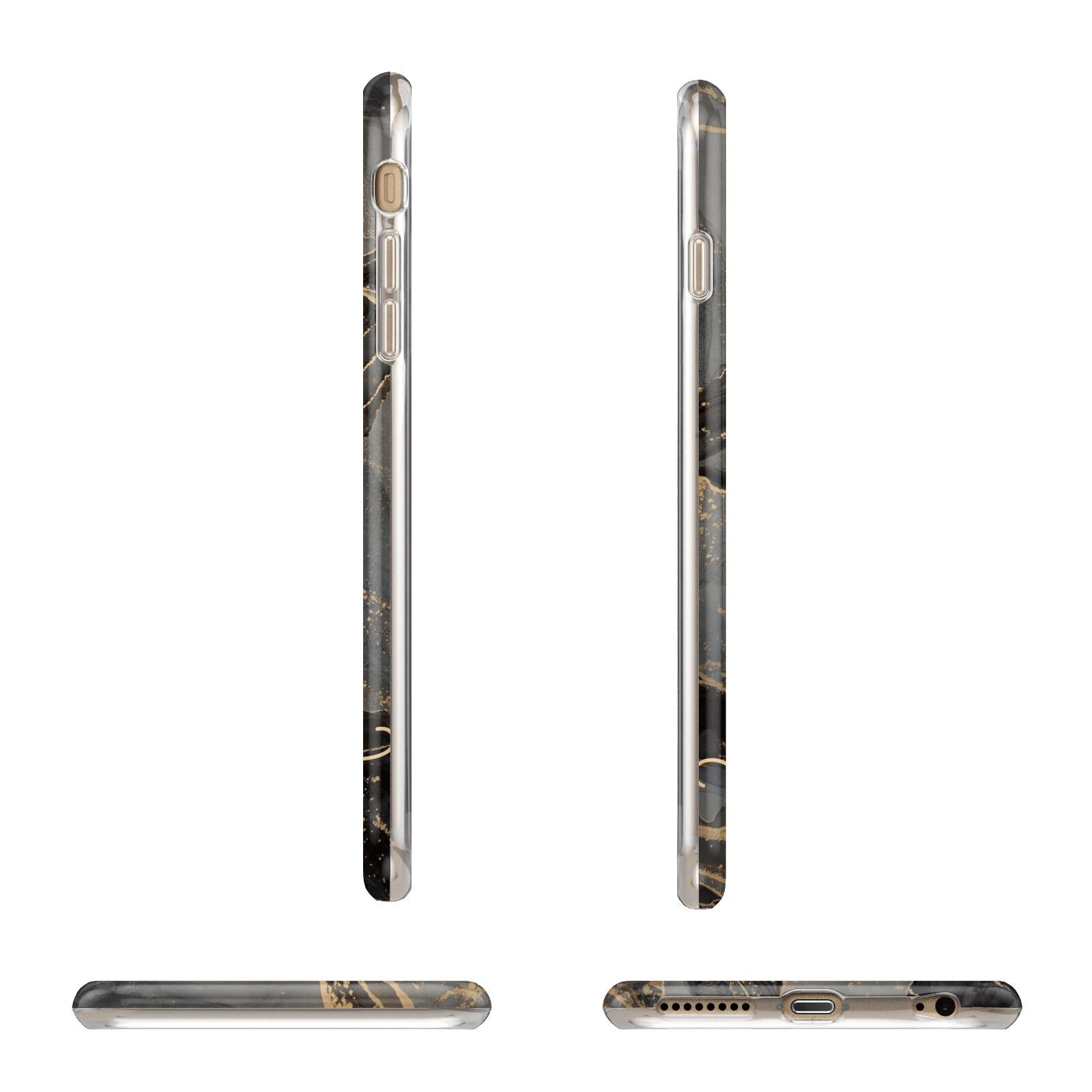 Black and Gold Marble Apple iPhone 6 Plus 3D Wrap Tough Case Alternative Image Angles