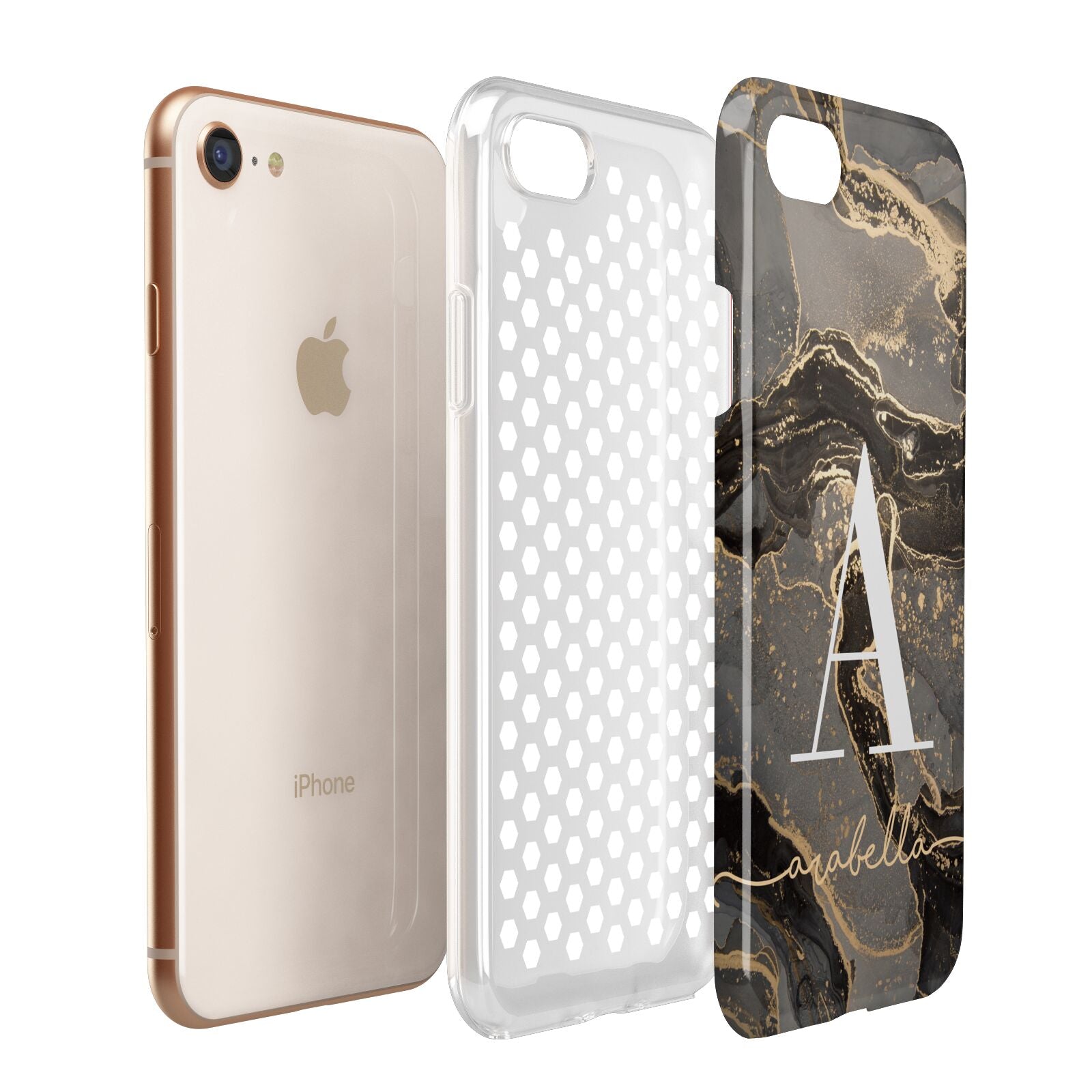 Black and Gold Marble Apple iPhone 7 8 3D Tough Case Expanded View