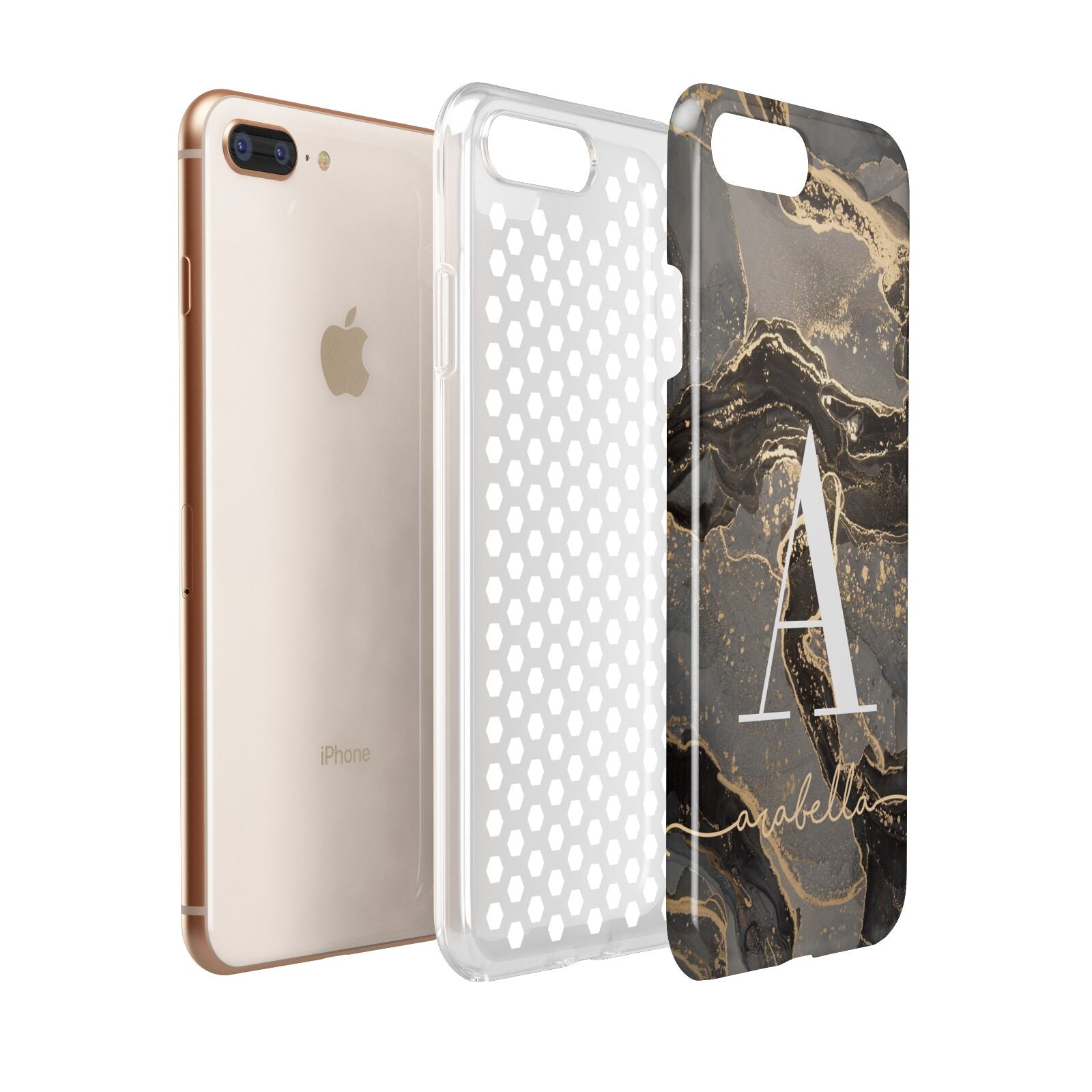 Black and Gold Marble Apple iPhone 7 8 Plus 3D Tough Case Expanded View