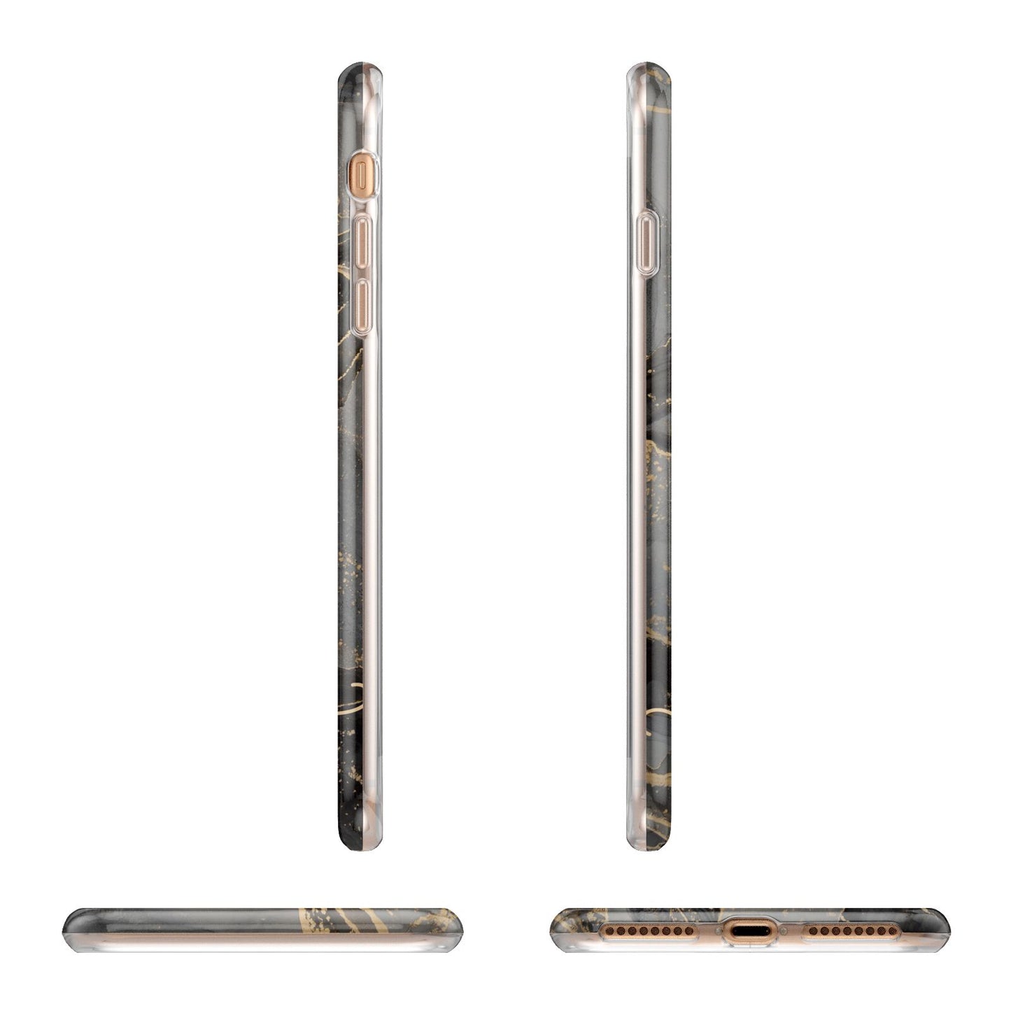 Black and Gold Marble Apple iPhone 7 8 Plus 3D Wrap Tough Case Alternative Image Angles