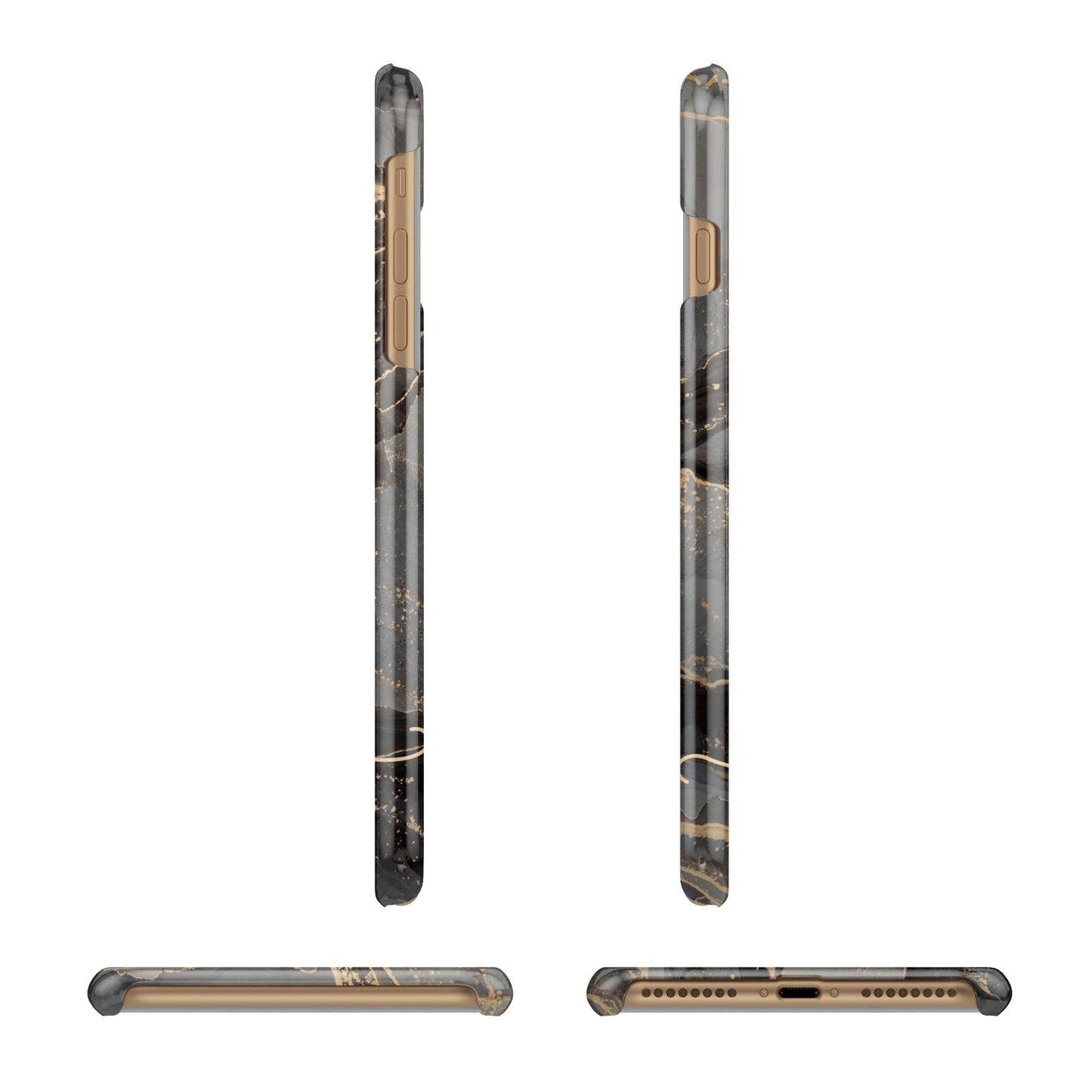 Black and Gold Marble Apple iPhone 7 Plus 3D Wrap Snap Case Angled Images