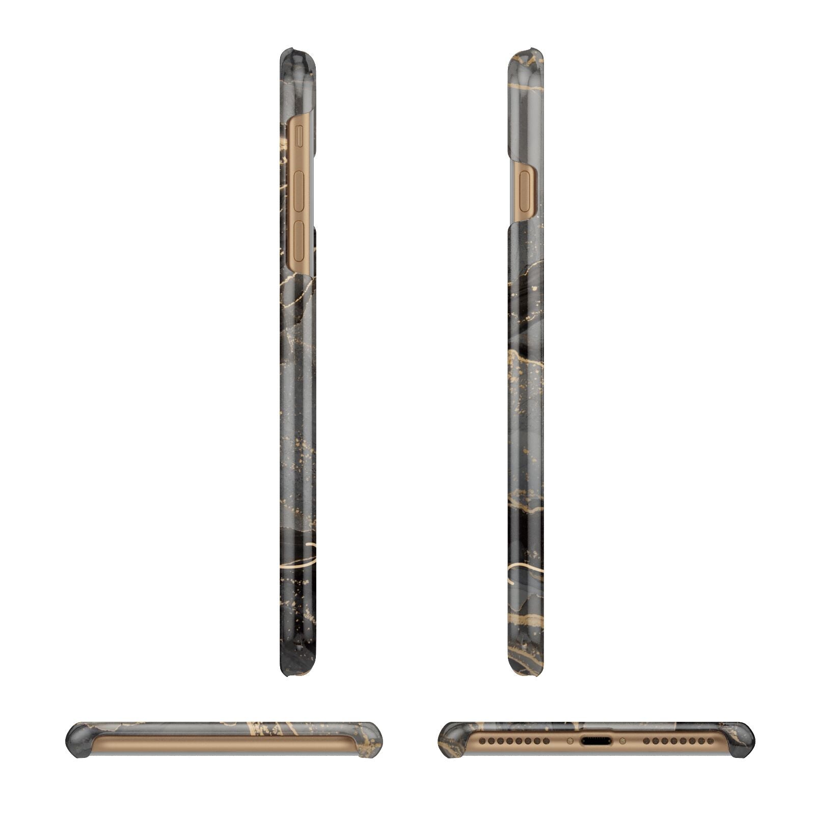 Black and Gold Marble Apple iPhone 7 Plus 3D Wrap Snap Case Angled Images