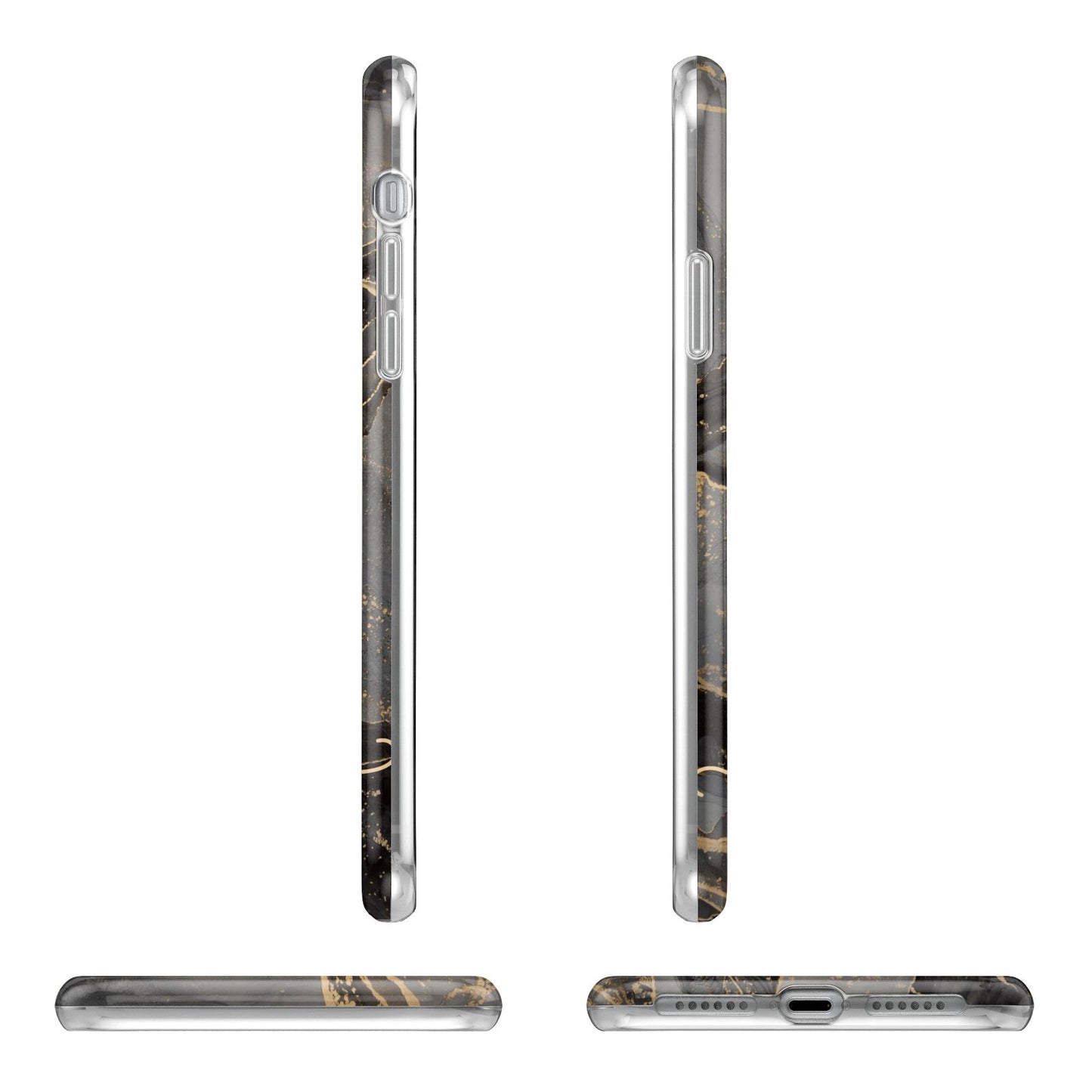 Black and Gold Marble Apple iPhone XR in White with 3D Wrap Tough Case Alternative Image Angles