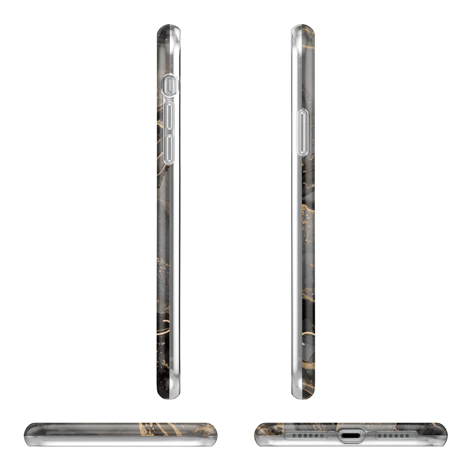 Black and Gold Marble Apple iPhone XR in White with 3D Wrap Tough Case Alternative Image Angles