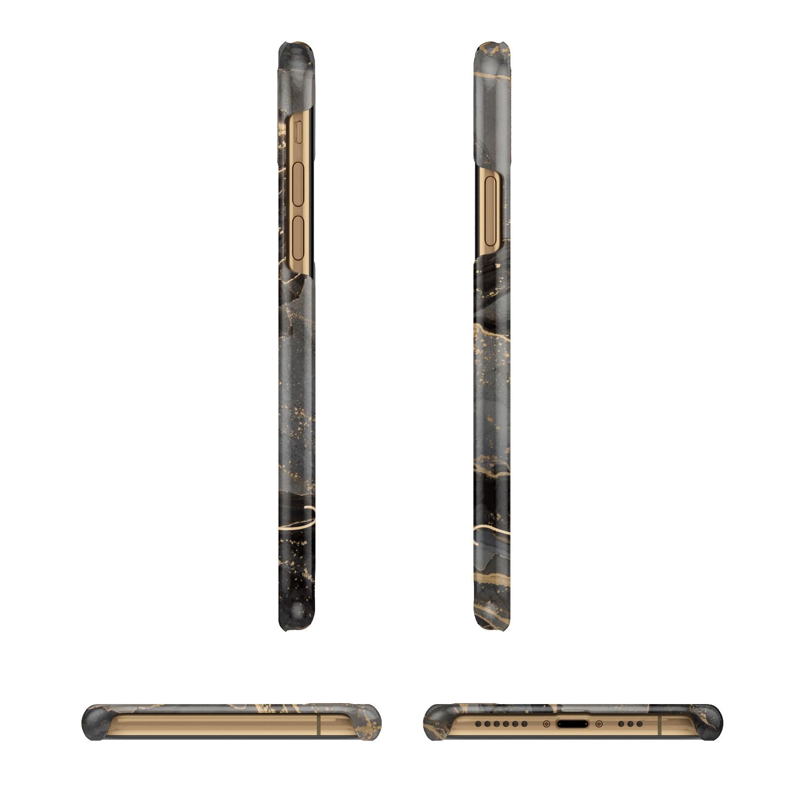 Black and Gold Marble iPhone 11 3D Snap Case Angle Images