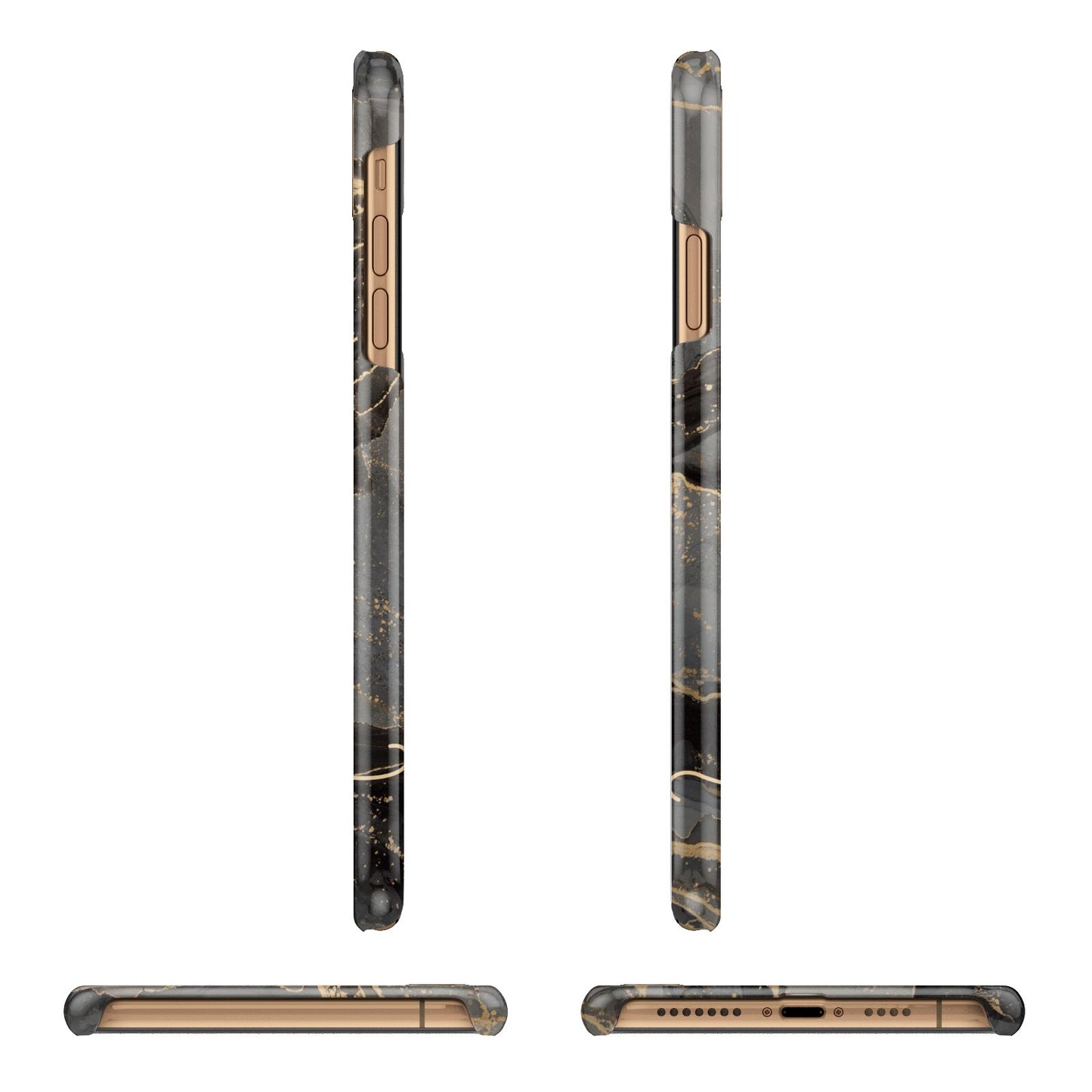 Black and Gold Marble iPhone 11 Pro Max 3D Snap Case Angle Images