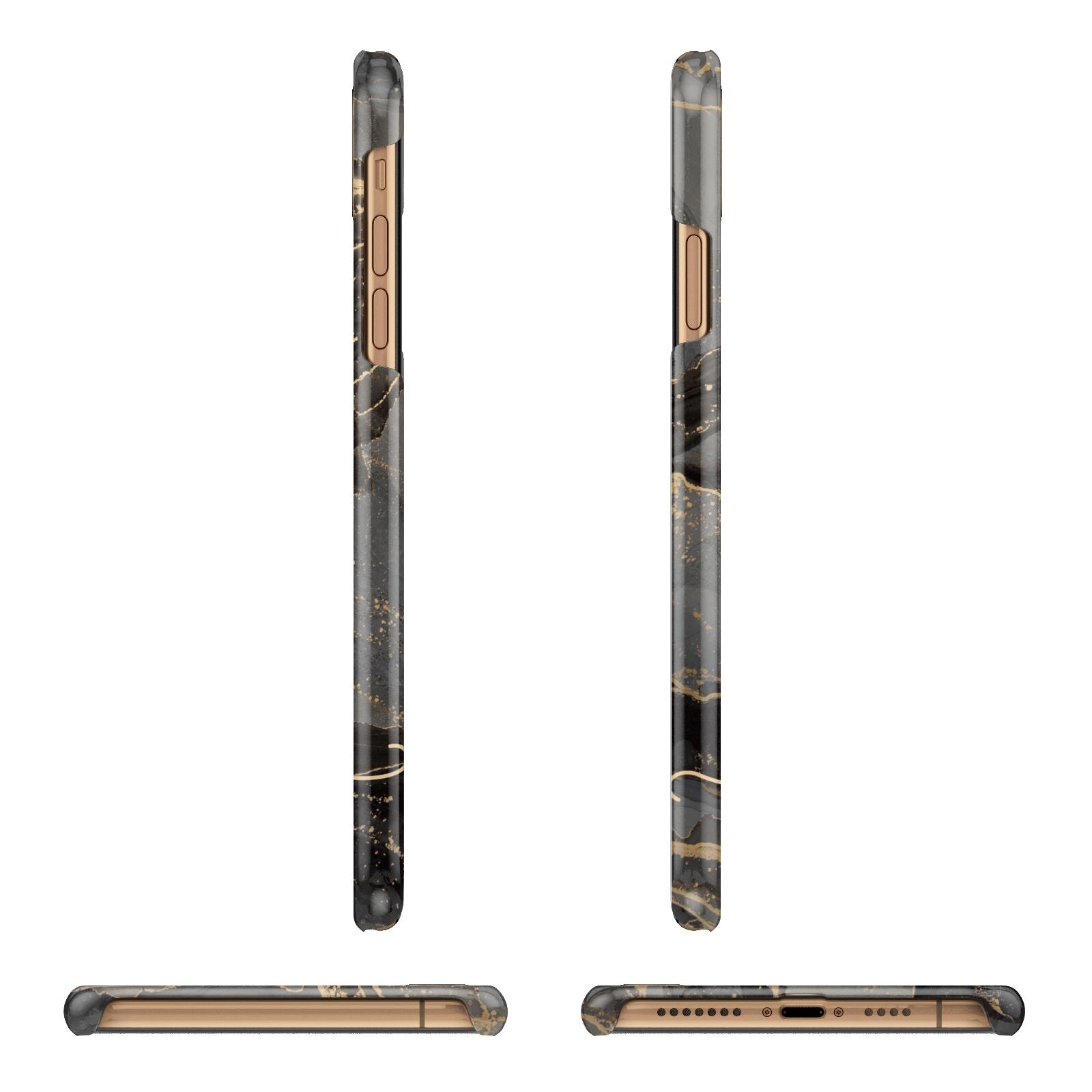 Black and Gold Marble iPhone 11 Pro Max 3D Snap Case Angle Images