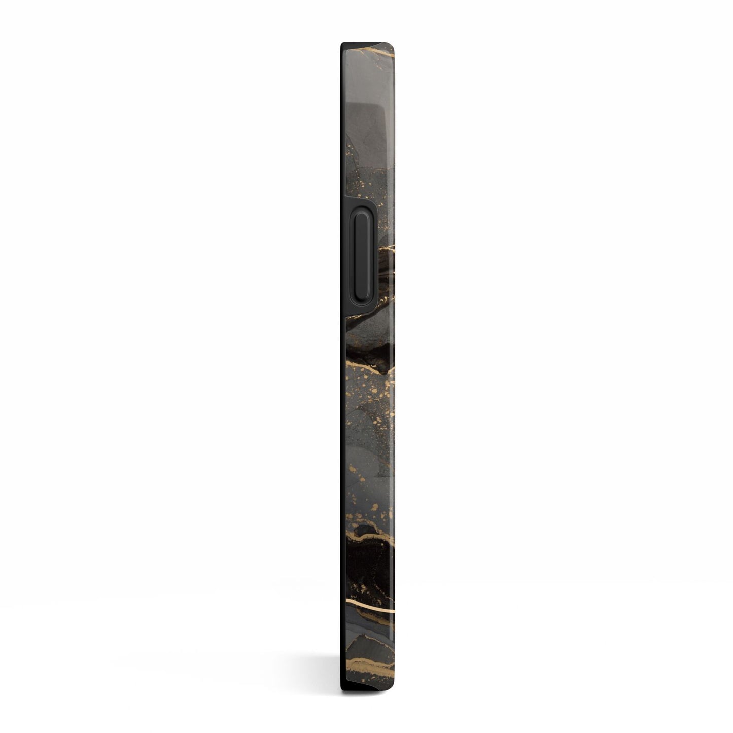 Black and Gold Marble iPhone 13 Mini Side Image 3D Tough Case