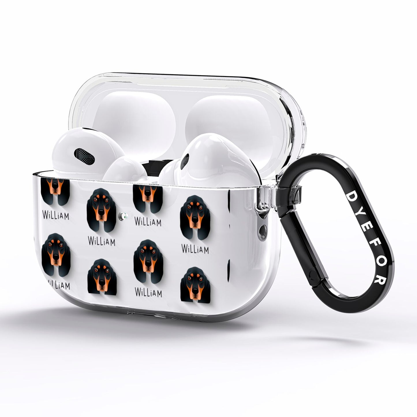 Black and Tan Coonhound Icon with Name AirPods Pro Clear Case Side Image