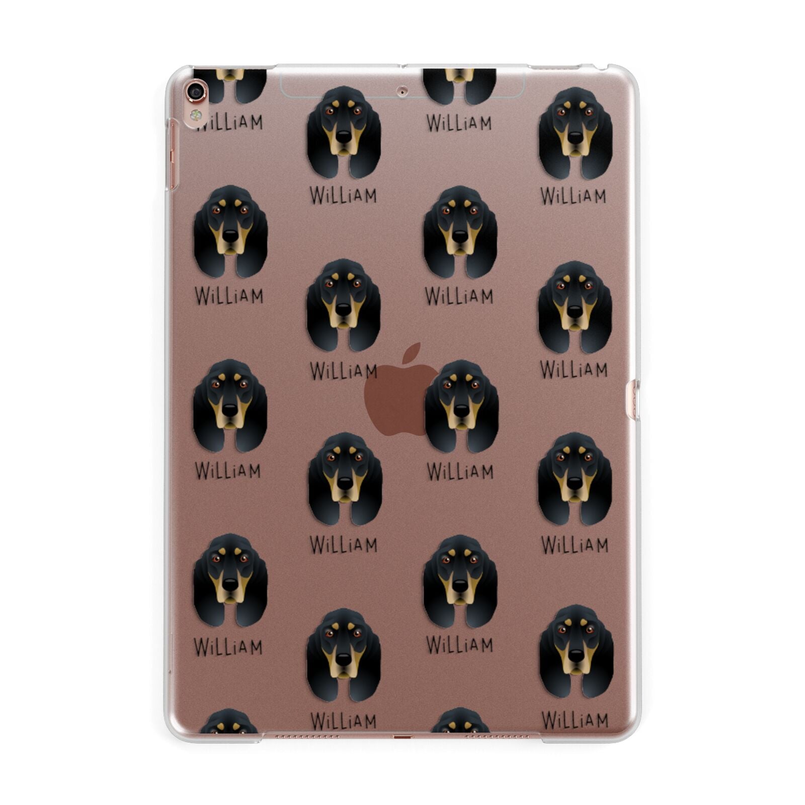 Black and Tan Coonhound Icon with Name Apple iPad Rose Gold Case