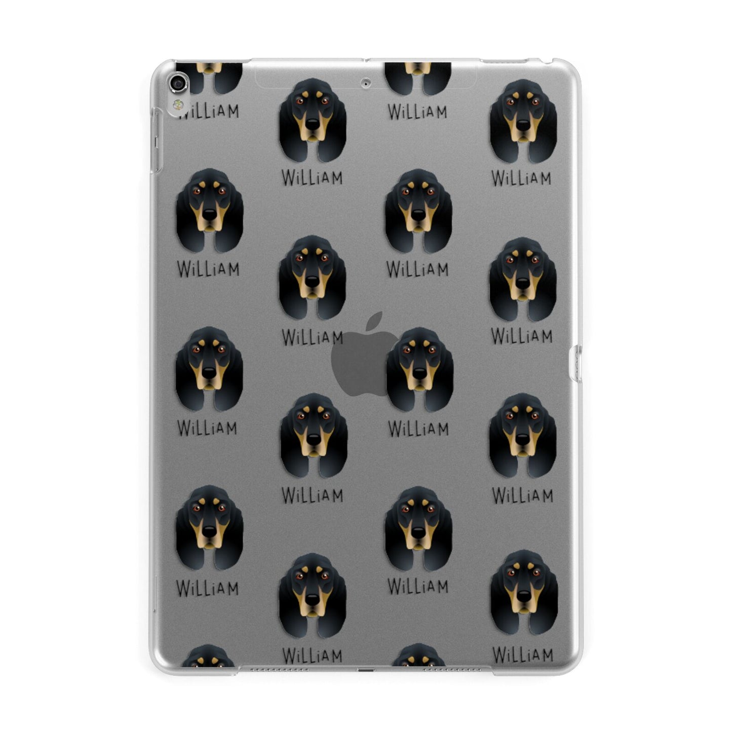 Black and Tan Coonhound Icon with Name Apple iPad Silver Case