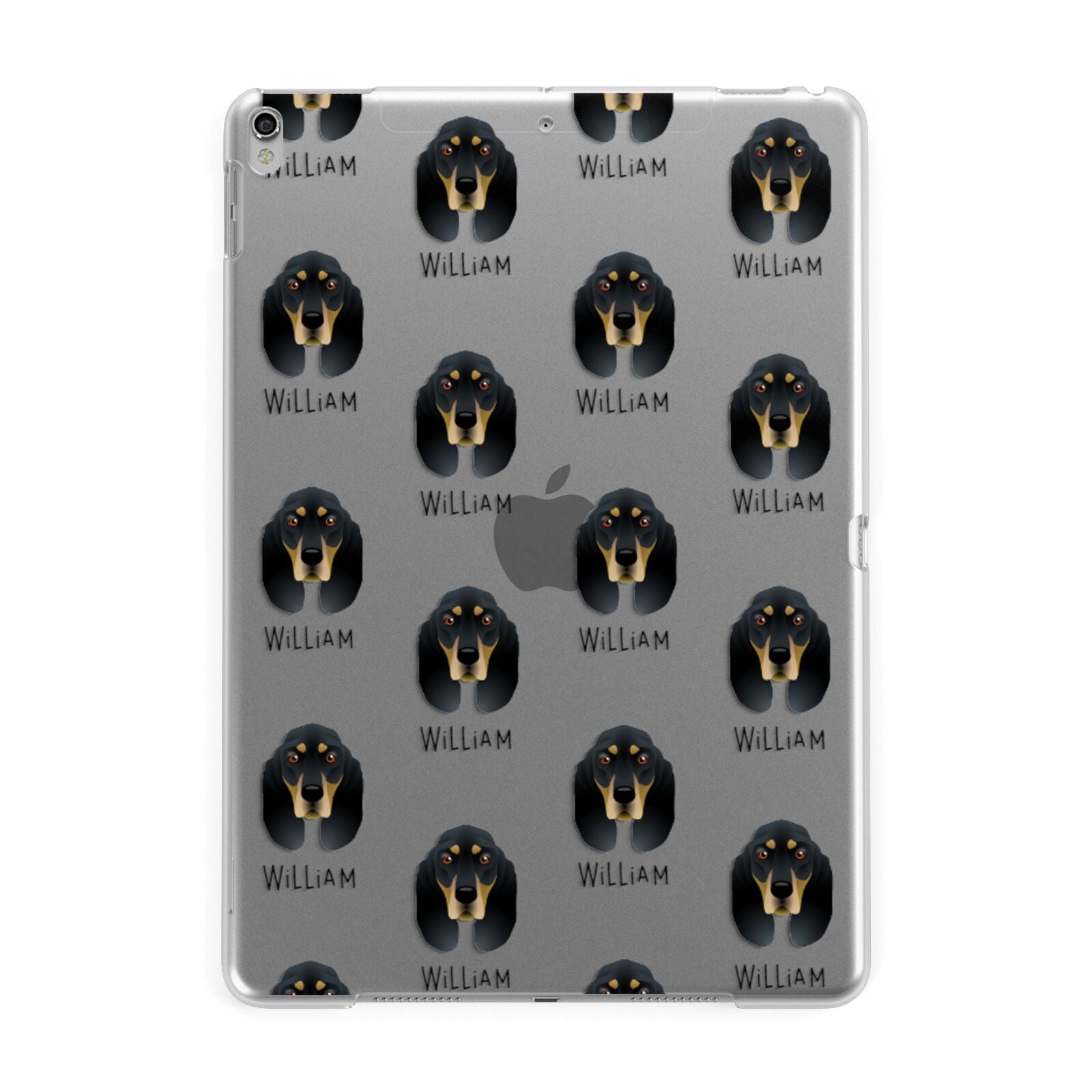 Black and Tan Coonhound Icon with Name Apple iPad Silver Case