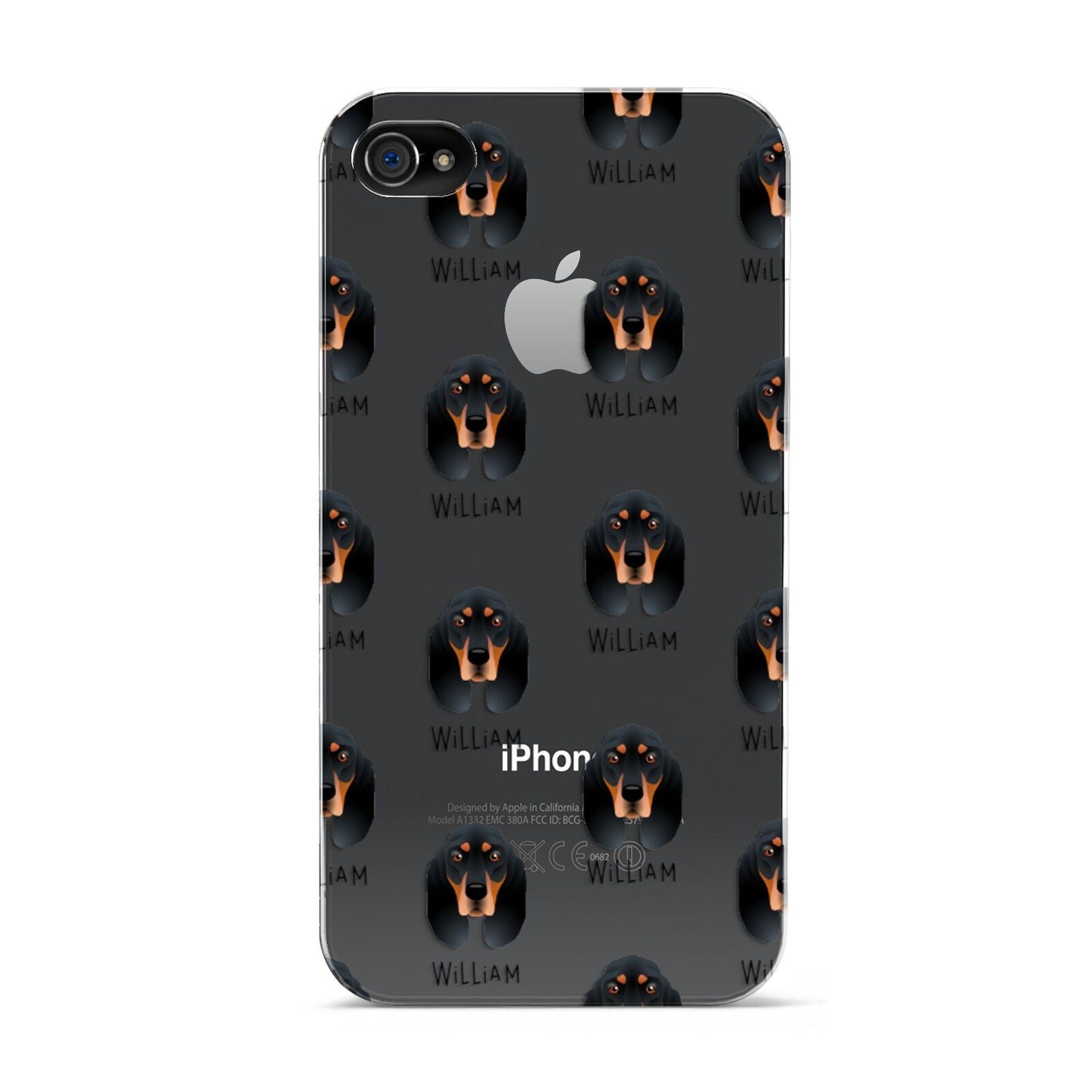 Black and Tan Coonhound Icon with Name Apple iPhone 4s Case