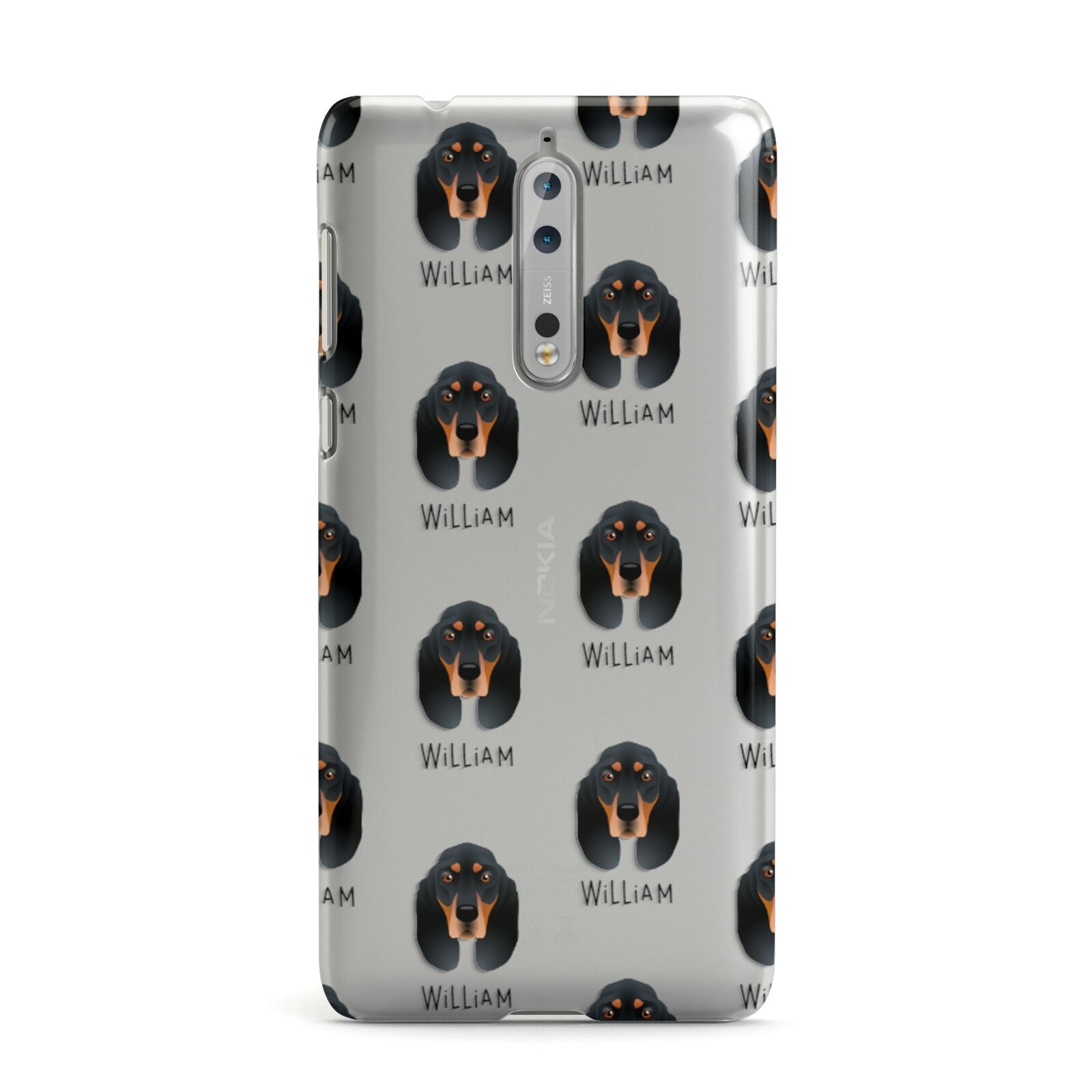 Black and Tan Coonhound Icon with Name Nokia Case