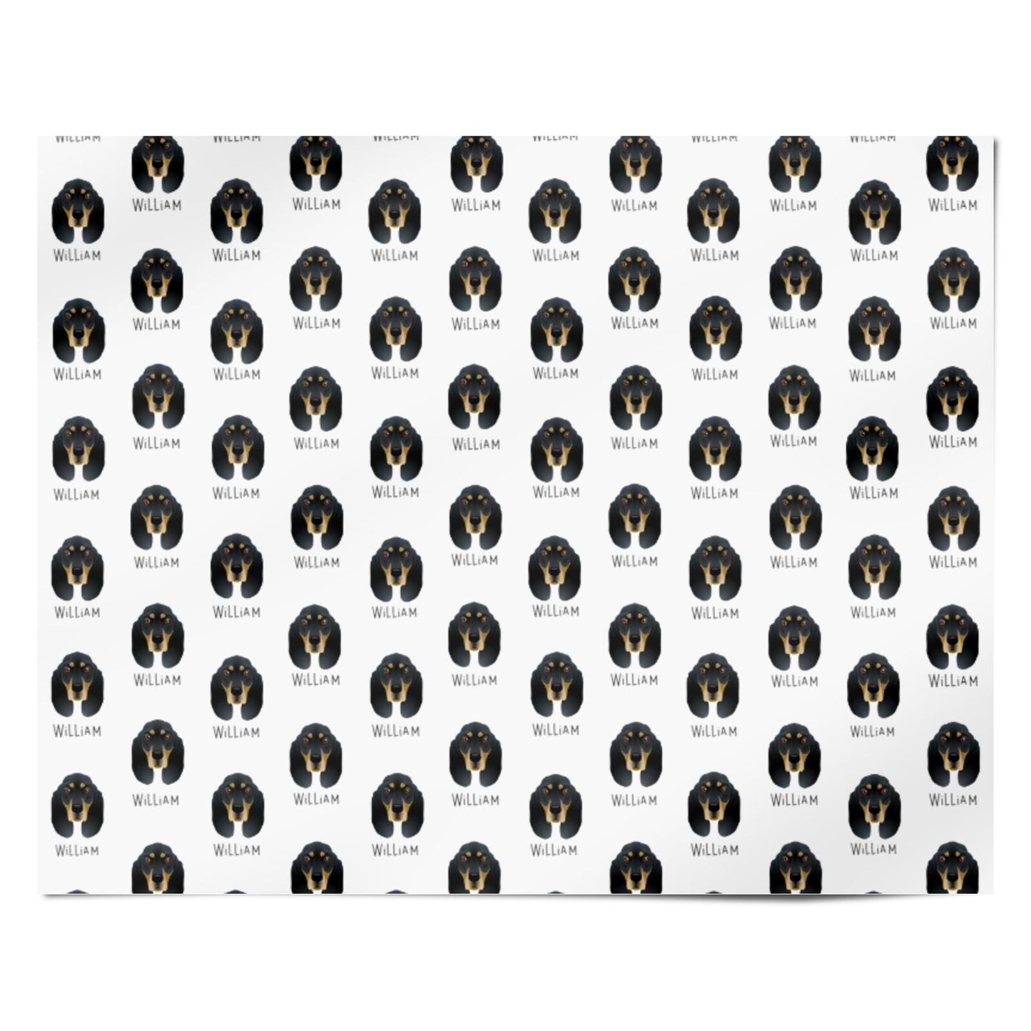 Black and Tan Coonhound Icon with Name Personalised Wrapping Paper Alternative