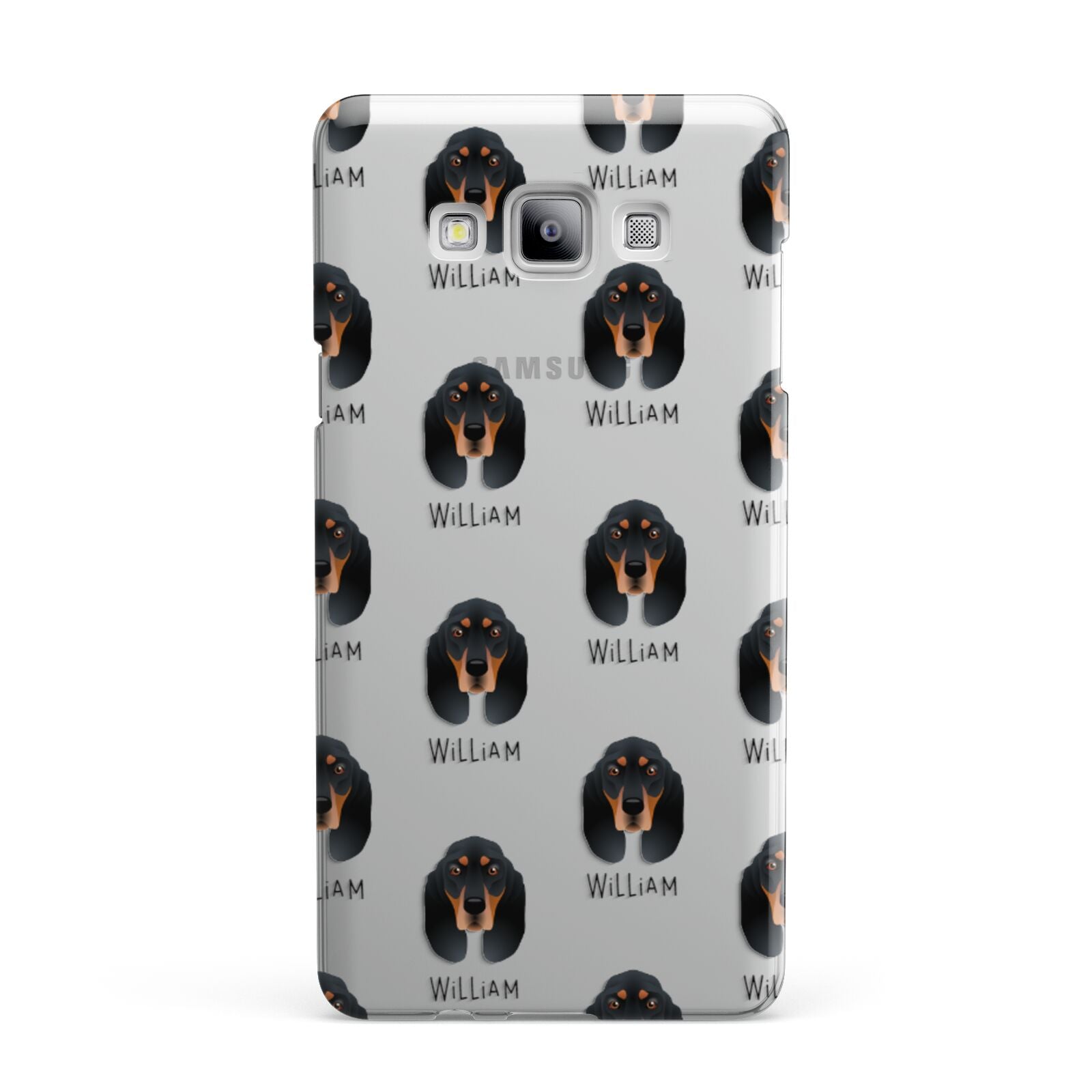 Black and Tan Coonhound Icon with Name Samsung Galaxy A7 2015 Case