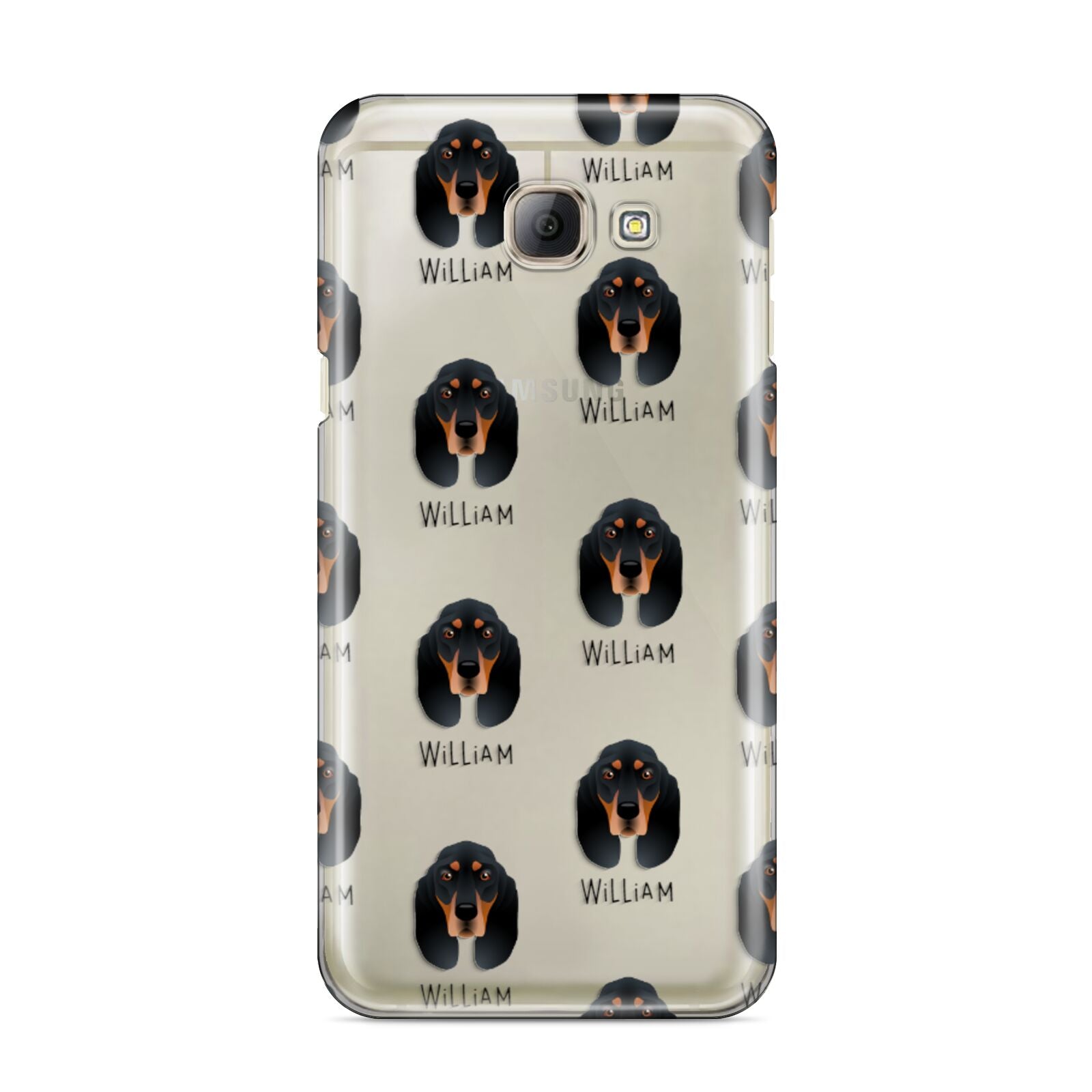 Black and Tan Coonhound Icon with Name Samsung Galaxy A8 2016 Case