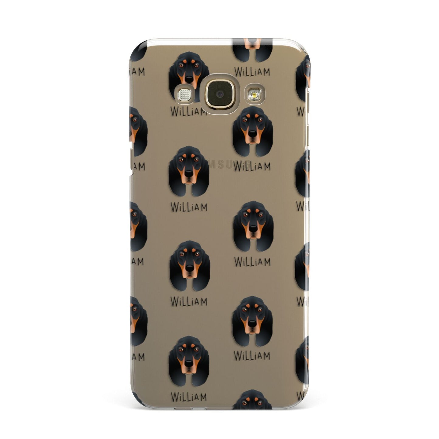 Black and Tan Coonhound Icon with Name Samsung Galaxy A8 Case